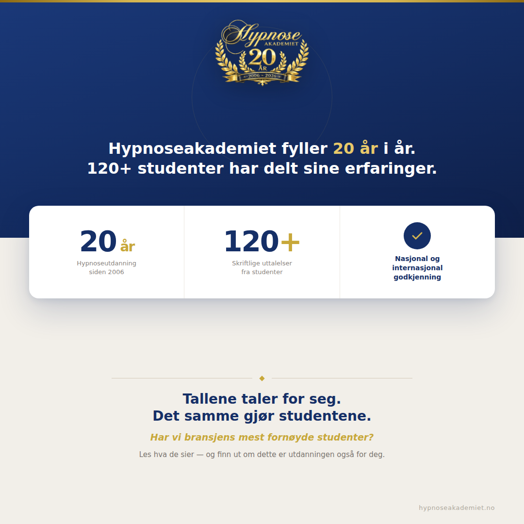 Hypnoseakademiet Facebook ad: Tallene taler for seg. Det samme gjør studentene.