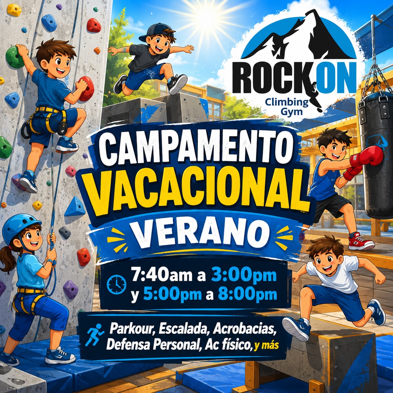 Rock On Climbing Gym Facebook ad: CAMPAMENTO VERANO