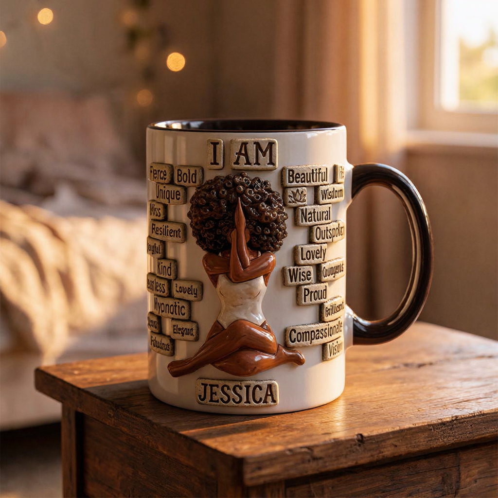 Printerval Global Facebook ad: Personalized 3D Affirmation Mug - With Her Name -->