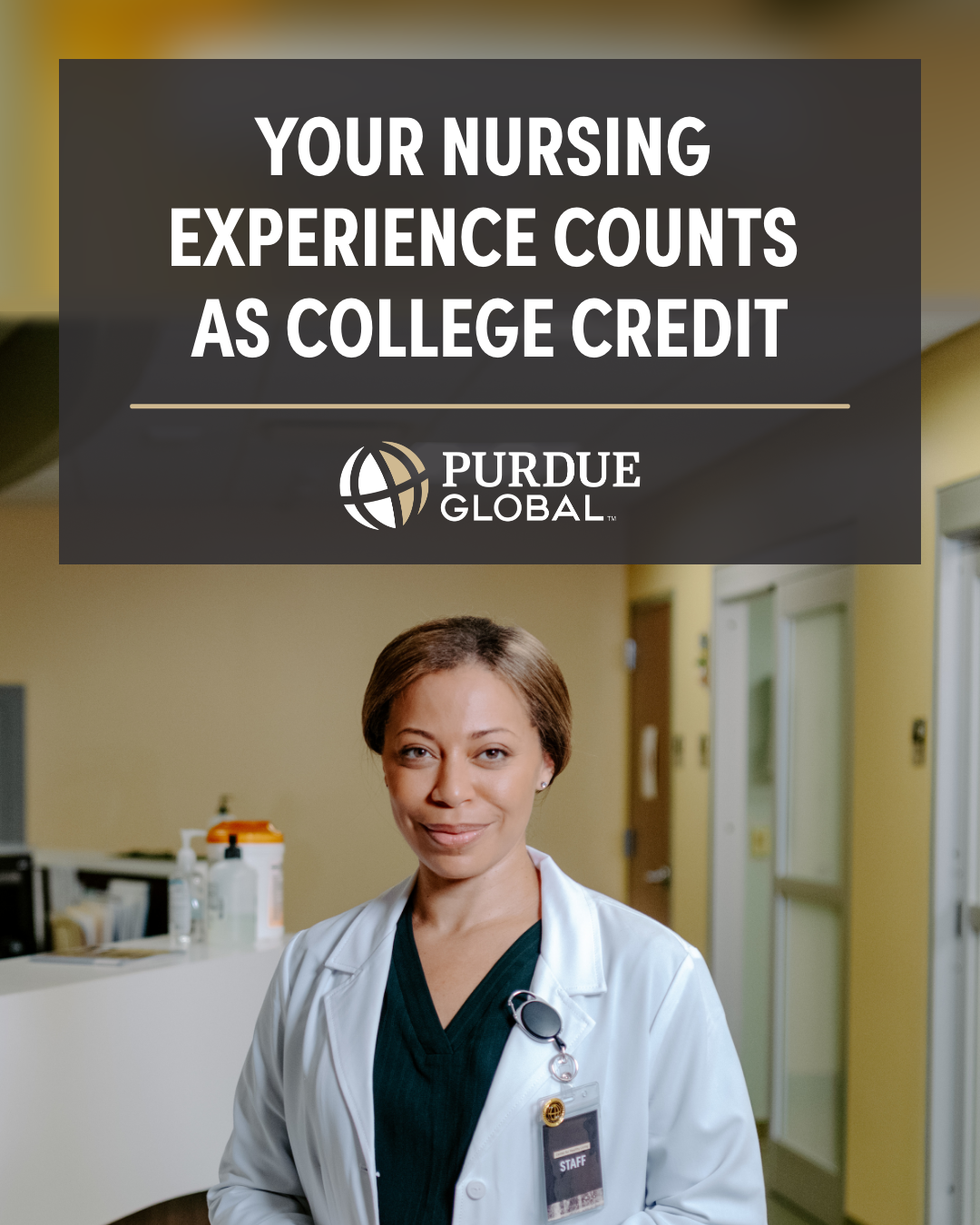 Purdue Global Facebook ad: Get Credit for the Work You’ve Put In