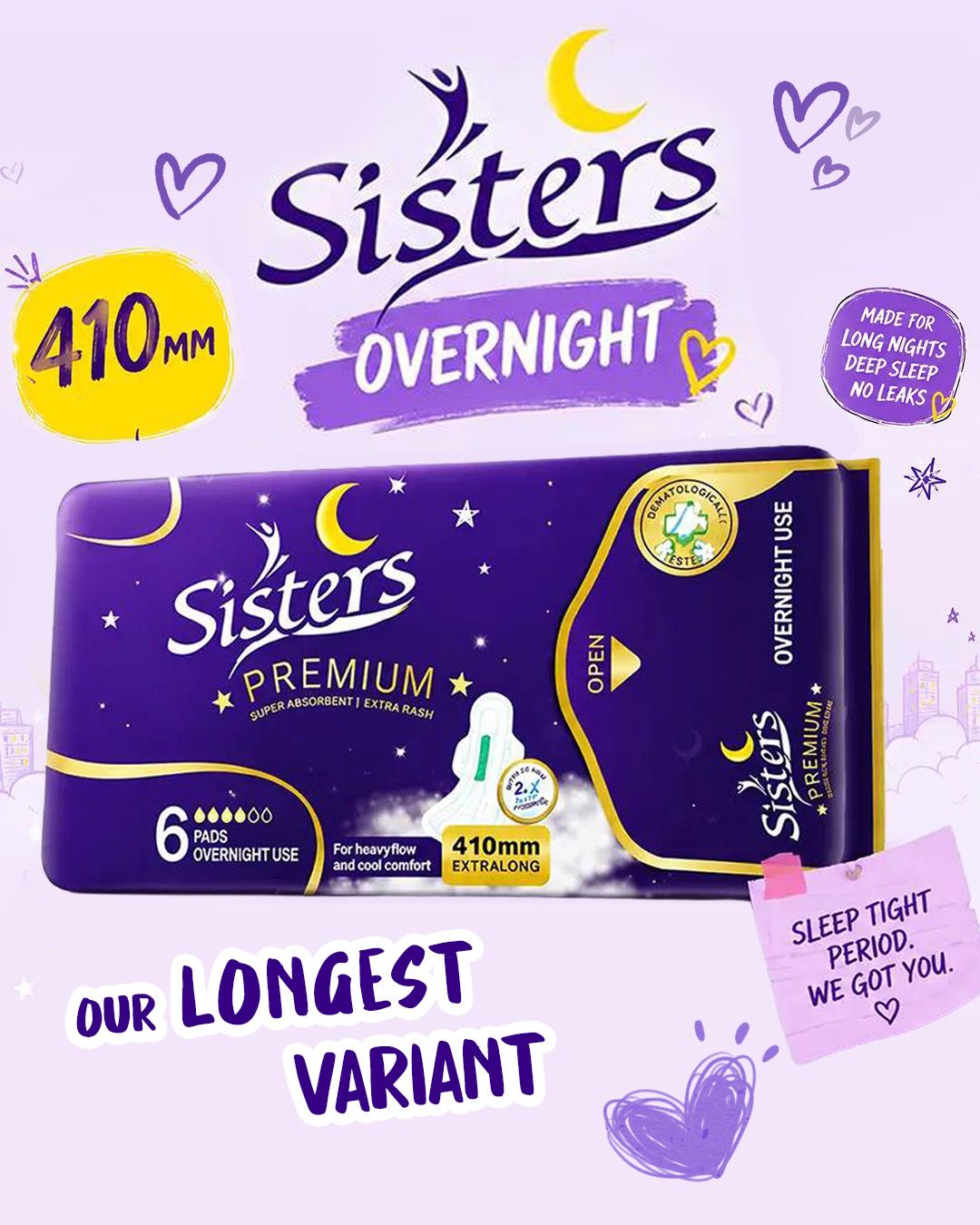 Sistersph Facebook ad: Sisters Premium Ultra Thin Overnight Use 410mm w/ Wings |…