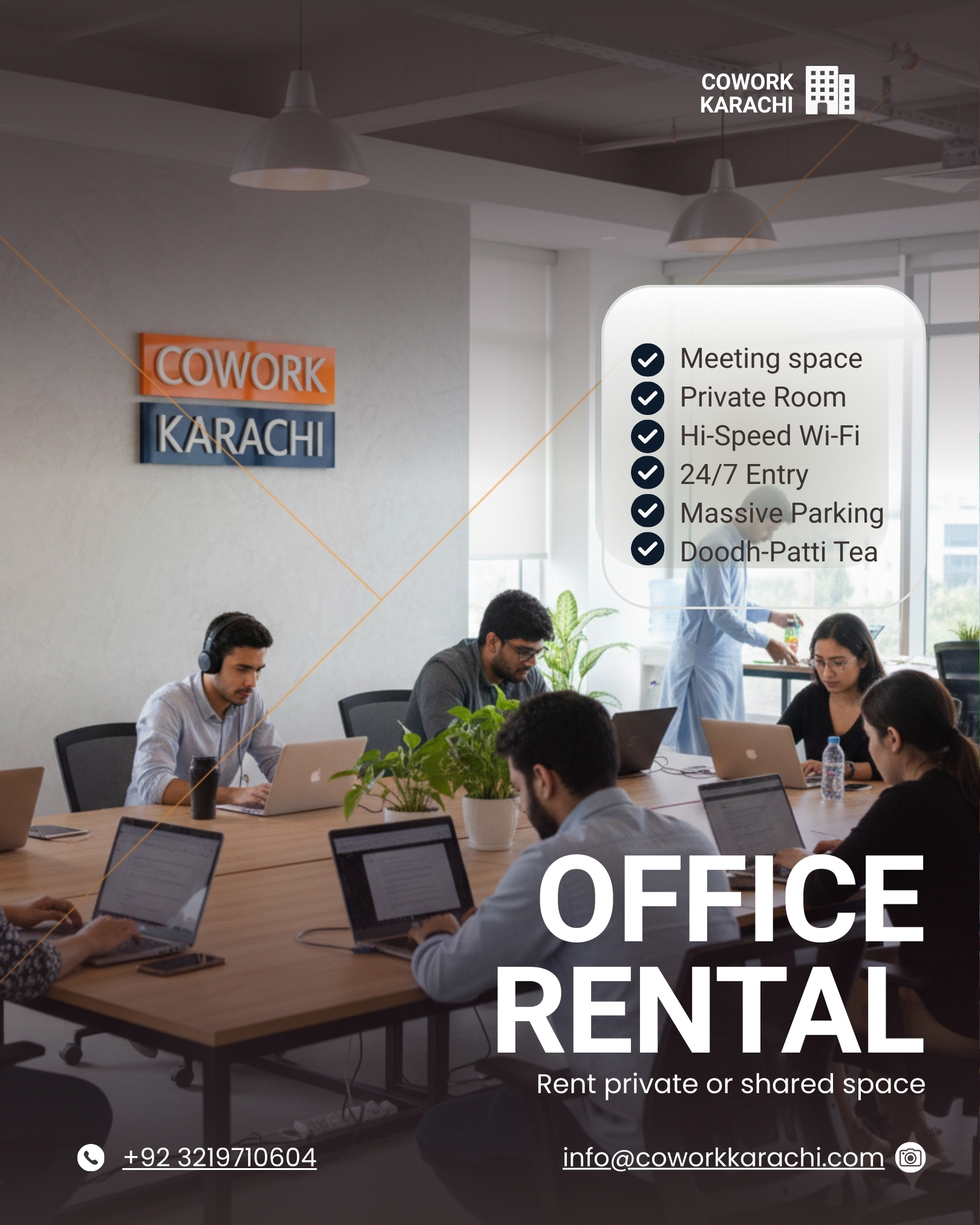 CoWork Karachi Facebook ad: Work Smarter at Cowork Karachi, Gulberg Block 10…