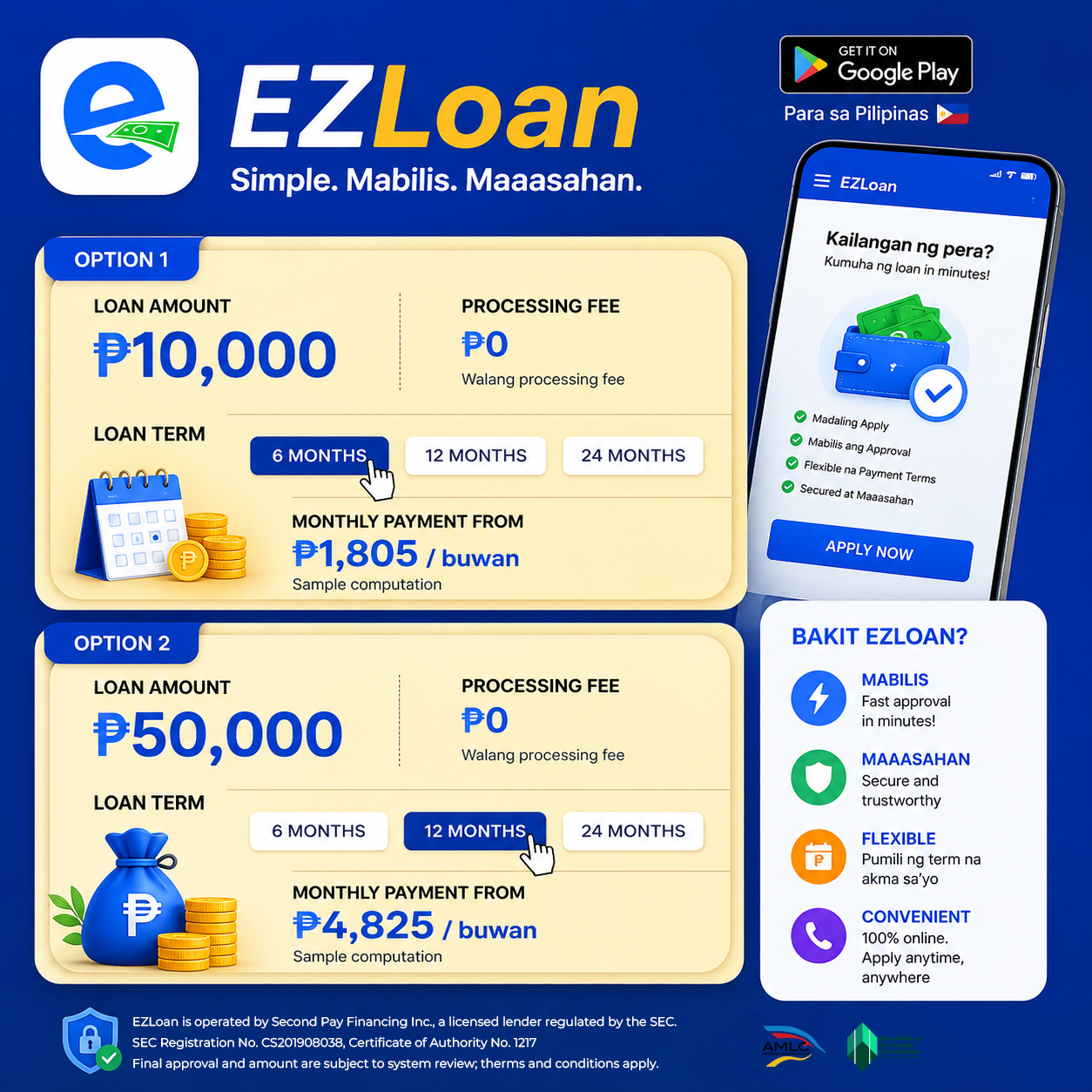 EZLoanOfficial Facebook ad: SEC-Registered Online Lending Platform