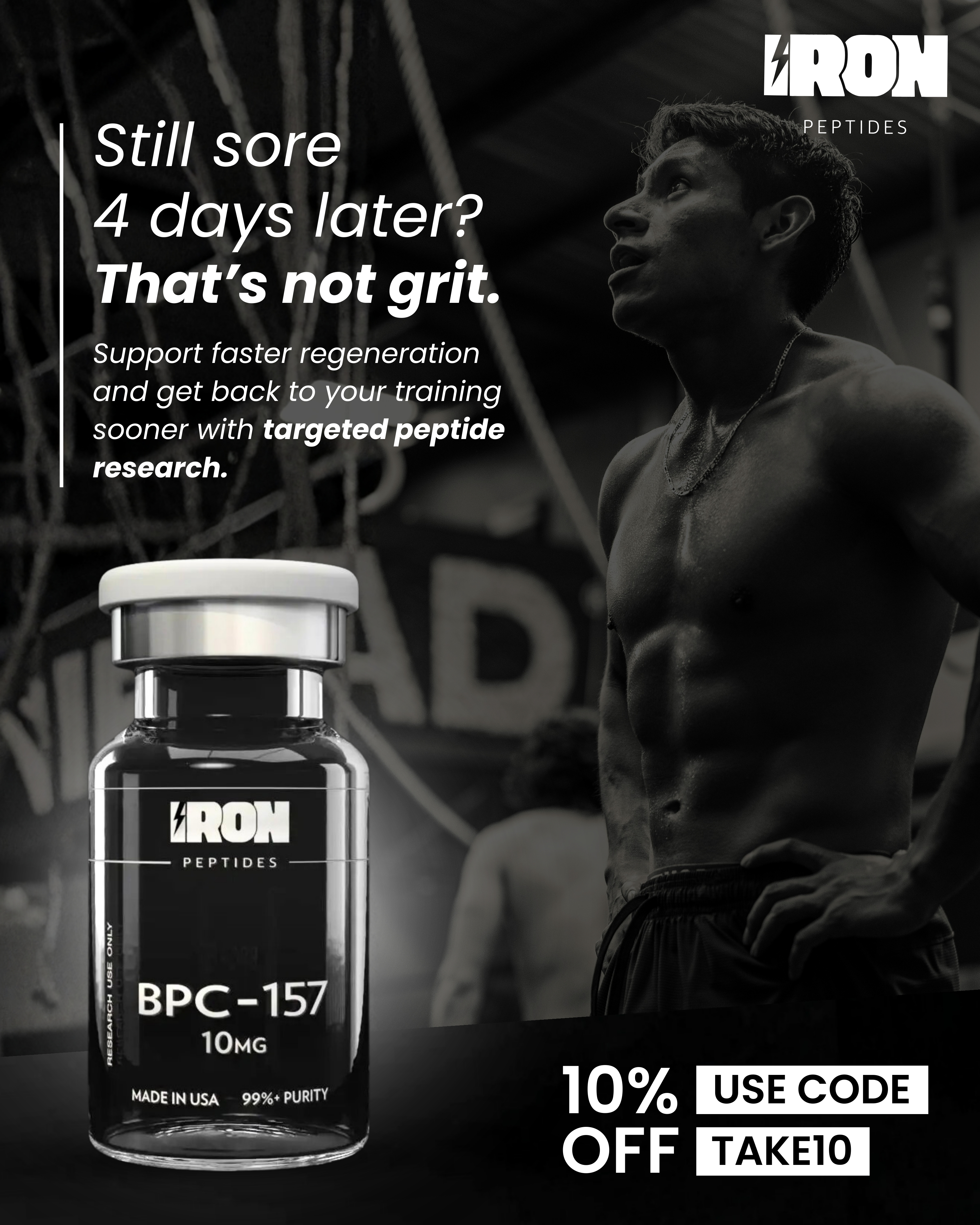 IRON Ebook Facebook ad: TAKE10 for 10% Off