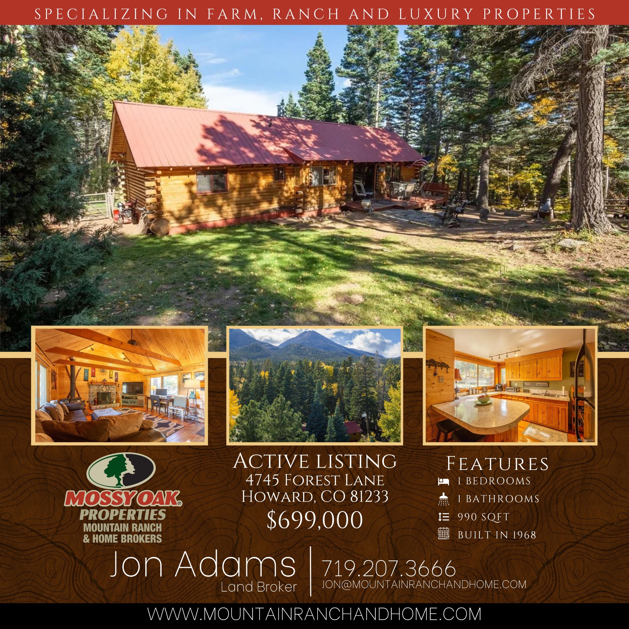 Jon M. Adams Real Estate Facebook ad: 1 bed/1 bath Home in Howard for $699,000
