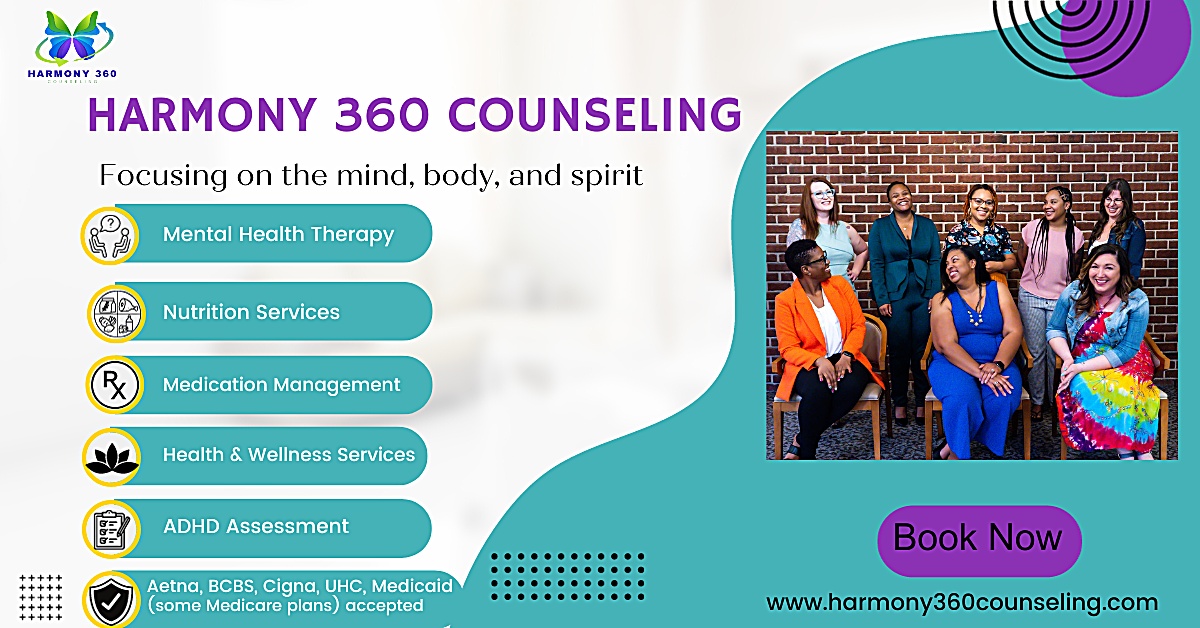 Harmony 360 Counseling Facebook ad: Transform Your Mental Health with Harmony 360 Counseling!