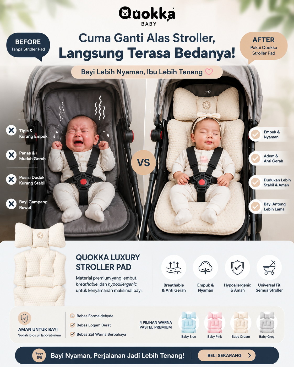 Quokka Baby Indonesia Facebook ad: Before vs After Pakai Quokka Luxury