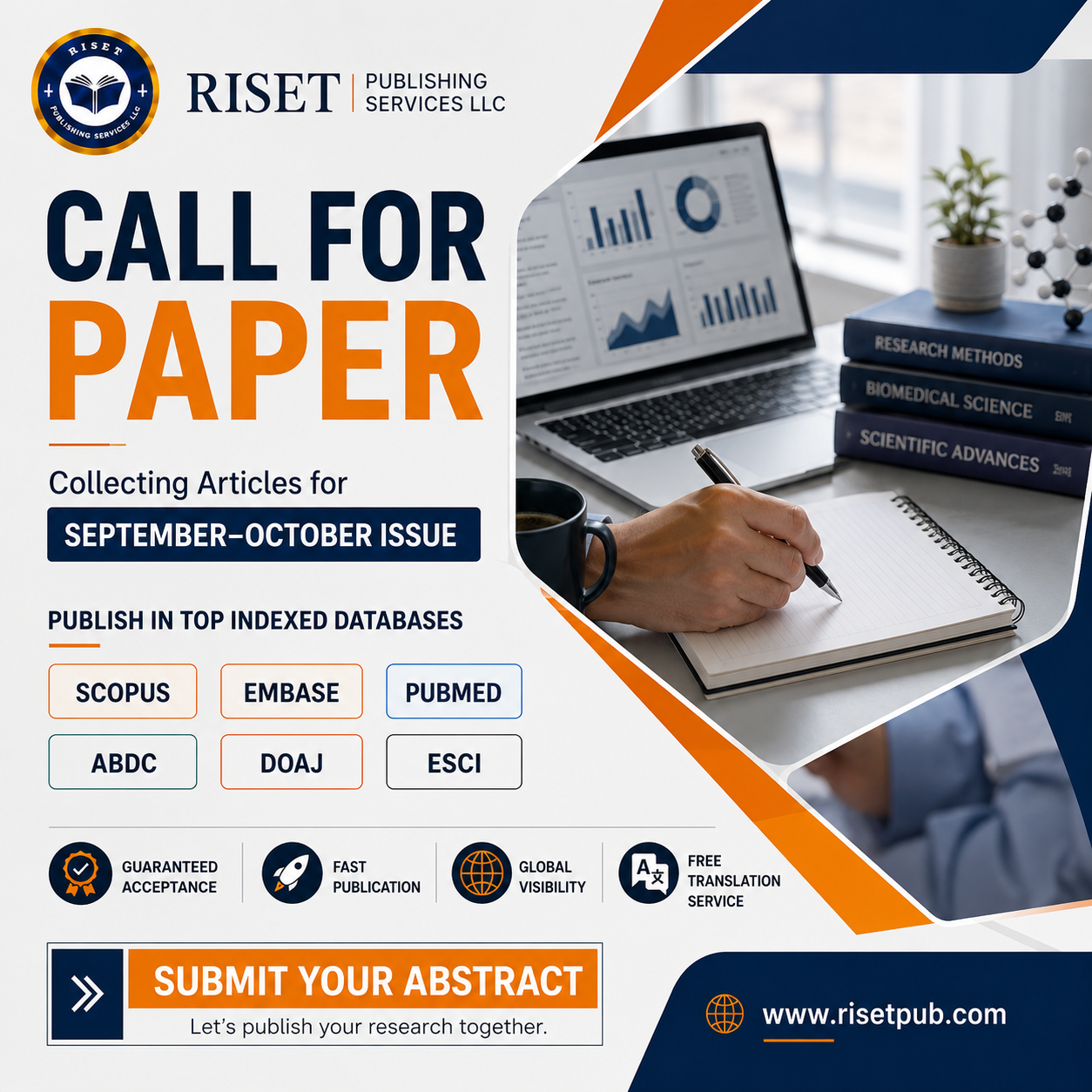 Riset Publishing Services LLC Facebook ad: Call for Papers | Sept-Oct Issue