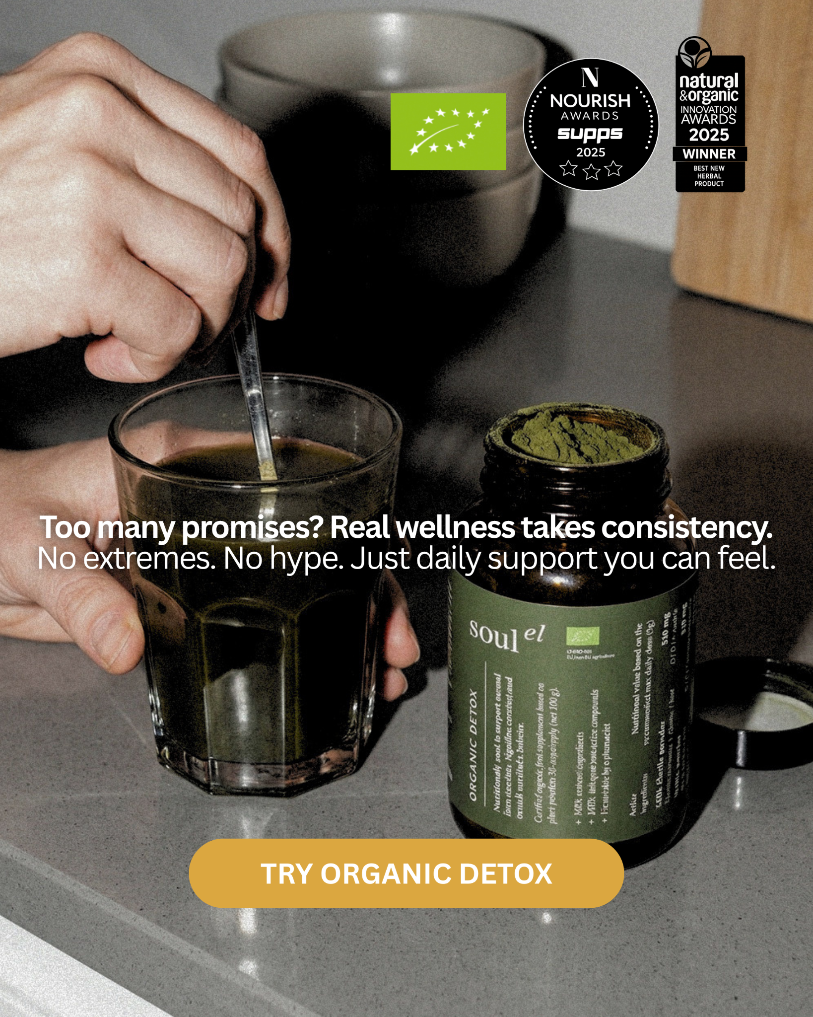 Soulel UK Facebook ad: Nature works with consistency