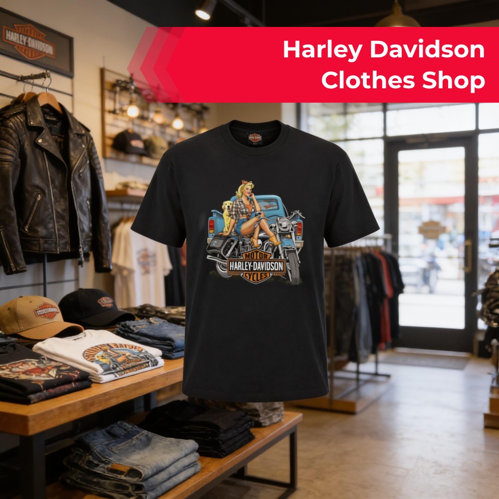 SearchLogik Verge Facebook ad: Discover Harley Davidson Clothing Options.