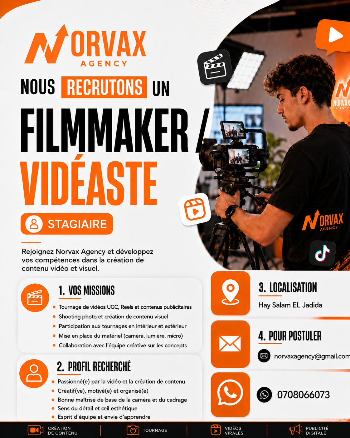 Norvax Agency Facebook ad: NORVAX AGENCY RECRUTE DES STAGIAIRES