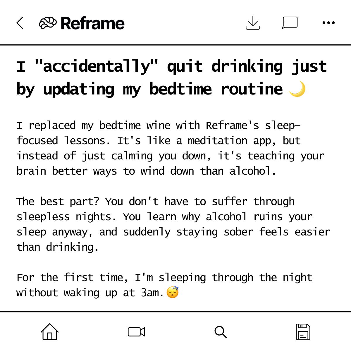 Reframe Facebook ad