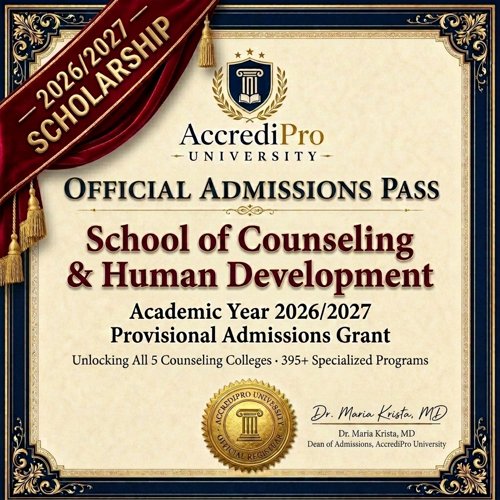 AccrediPro University Facebook ad: School of Counseling • 2026/27 Fellowship Scholarship