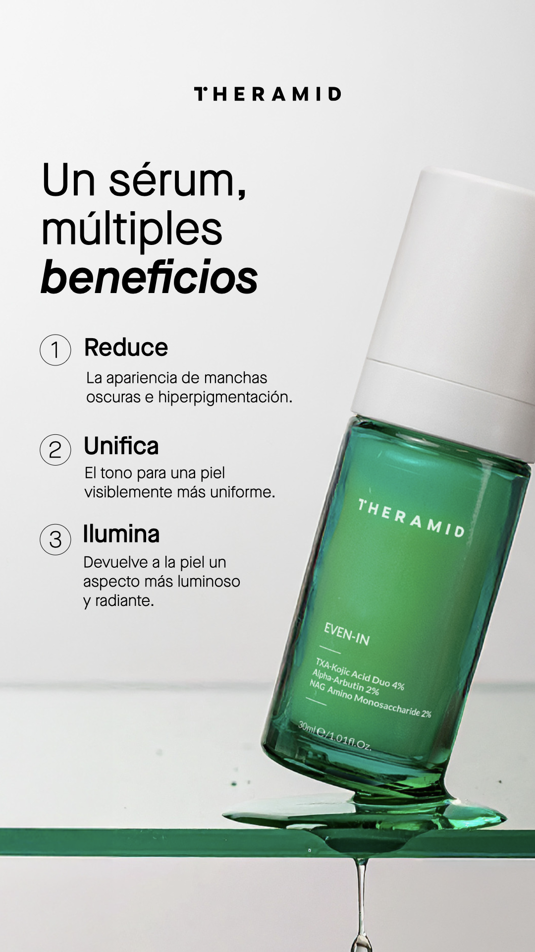 Niche Beauty Lab Facebook ad: Piel más uniforme, día tras día