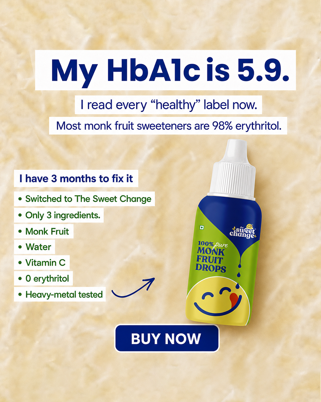 Thesweetchange Facebook ad: Get Ahead Of Pre-Diabetes