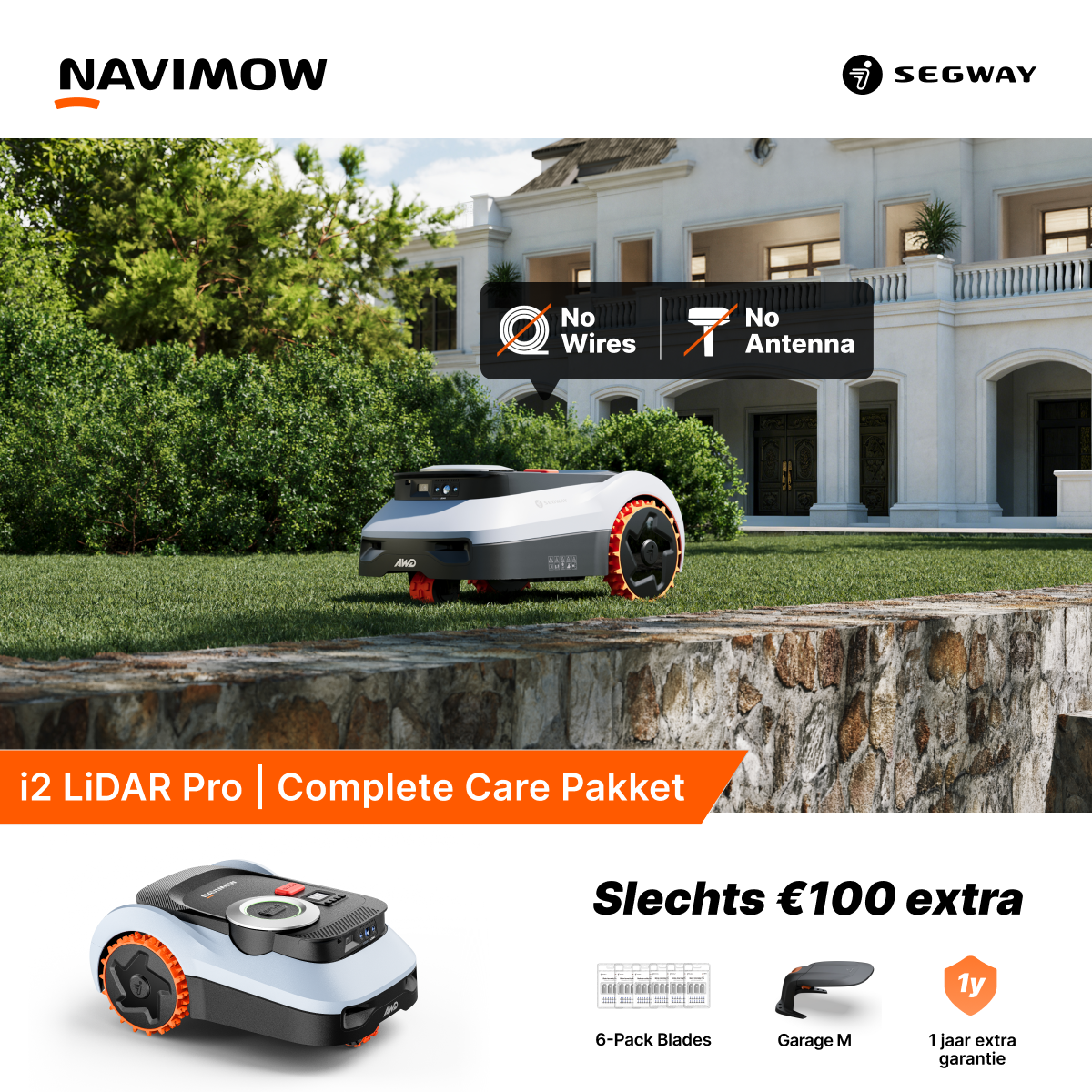 Segway Navimow Facebook ad: i2 LiDAR Pro, Een jaar zorgeloos maaien