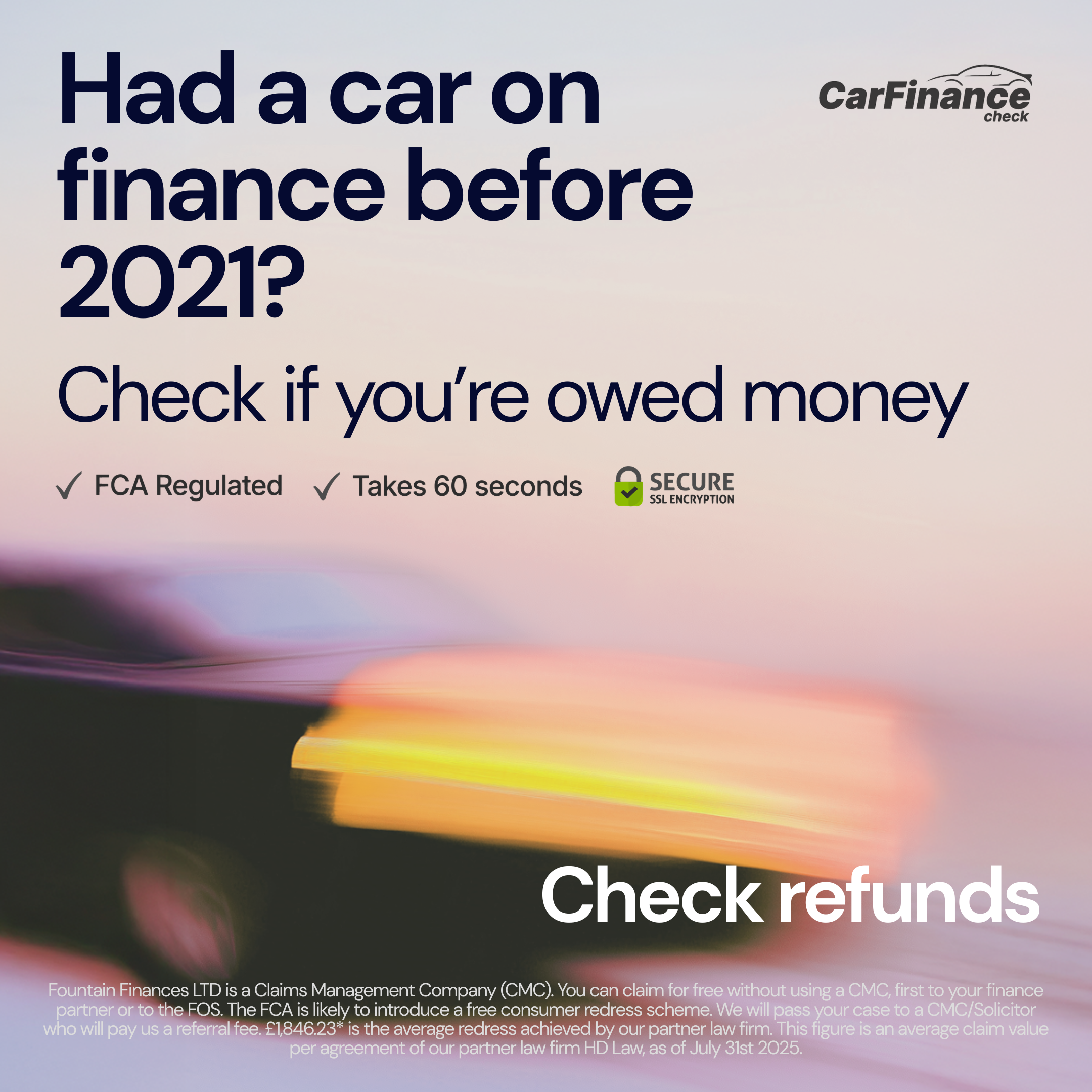 CarFinance Check Facebook ad from Mar 20, 2026