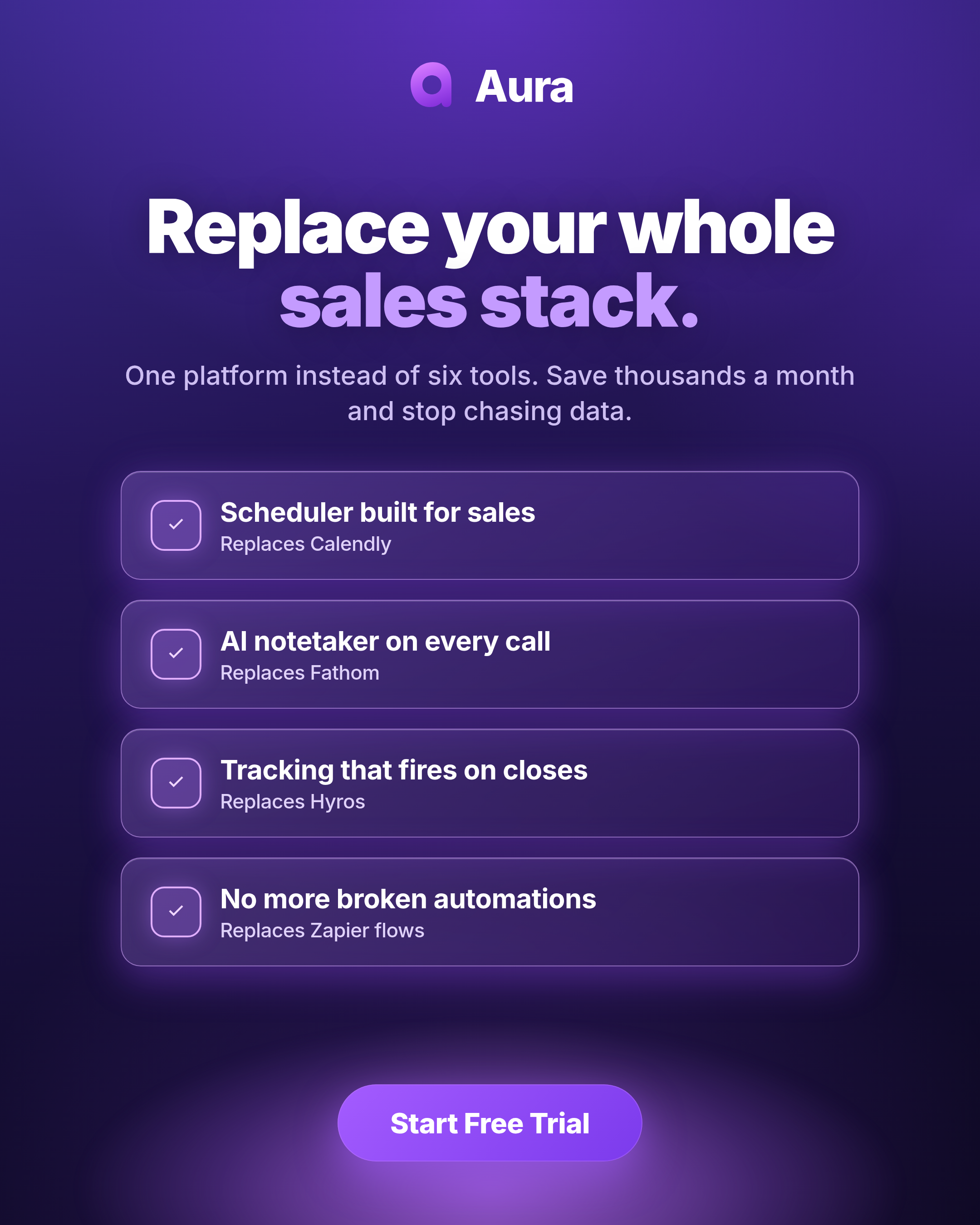 Aura AI Facebook ad: Double Your Close Rate: Aura AI