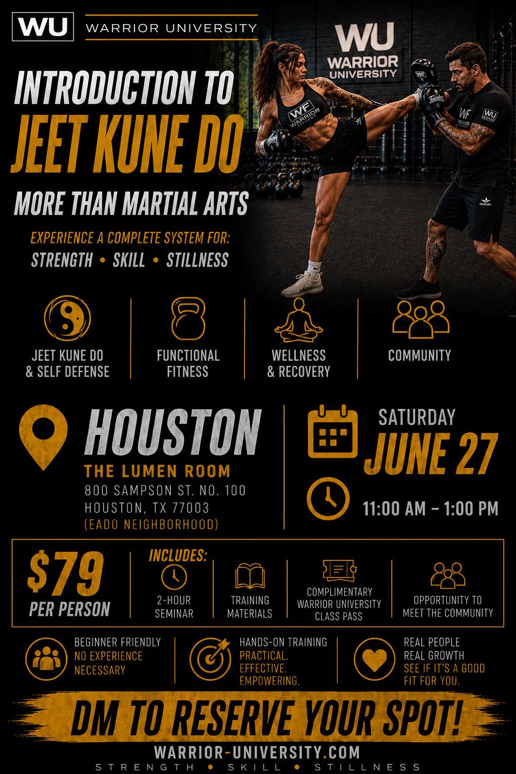 Warrior University Facebook ad: HOUSTON! Ready to discover what Bruce Lee really…