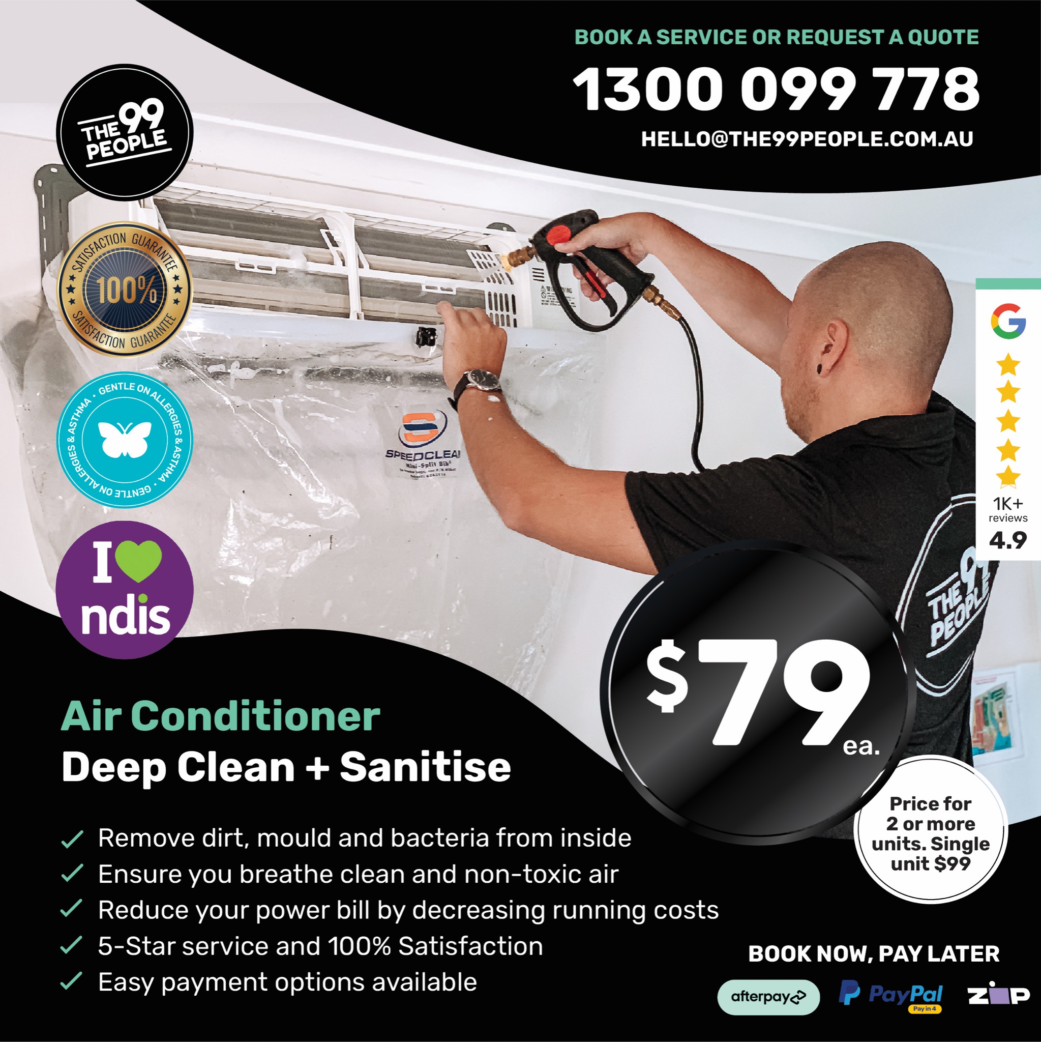 The 99 people Facebook ad: Deep Clean from $79 +gst QUOTE or BOOK ONLINE