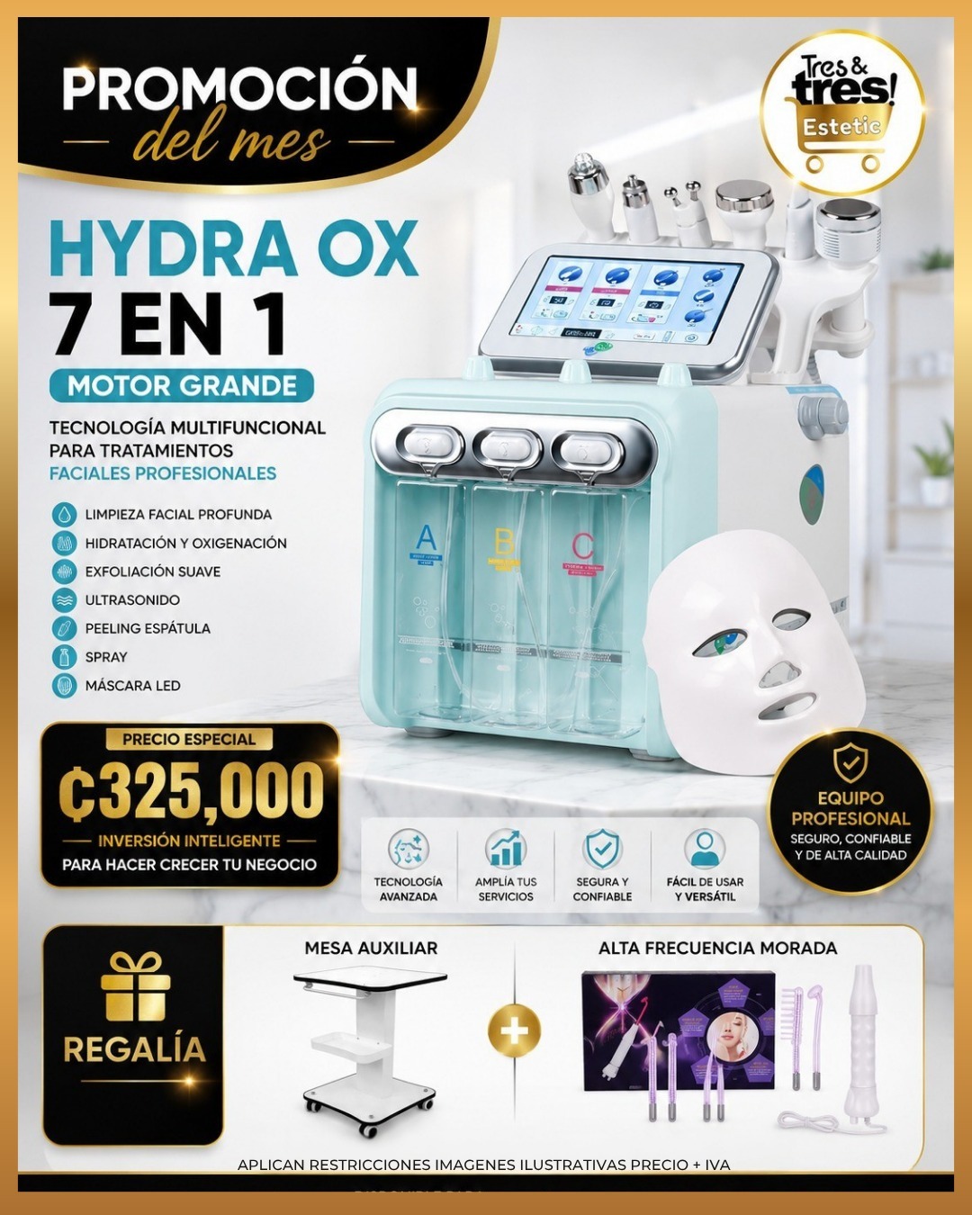 Tres&tres Estetic Facebook ad: Hydra OX 7 en 1 profesional