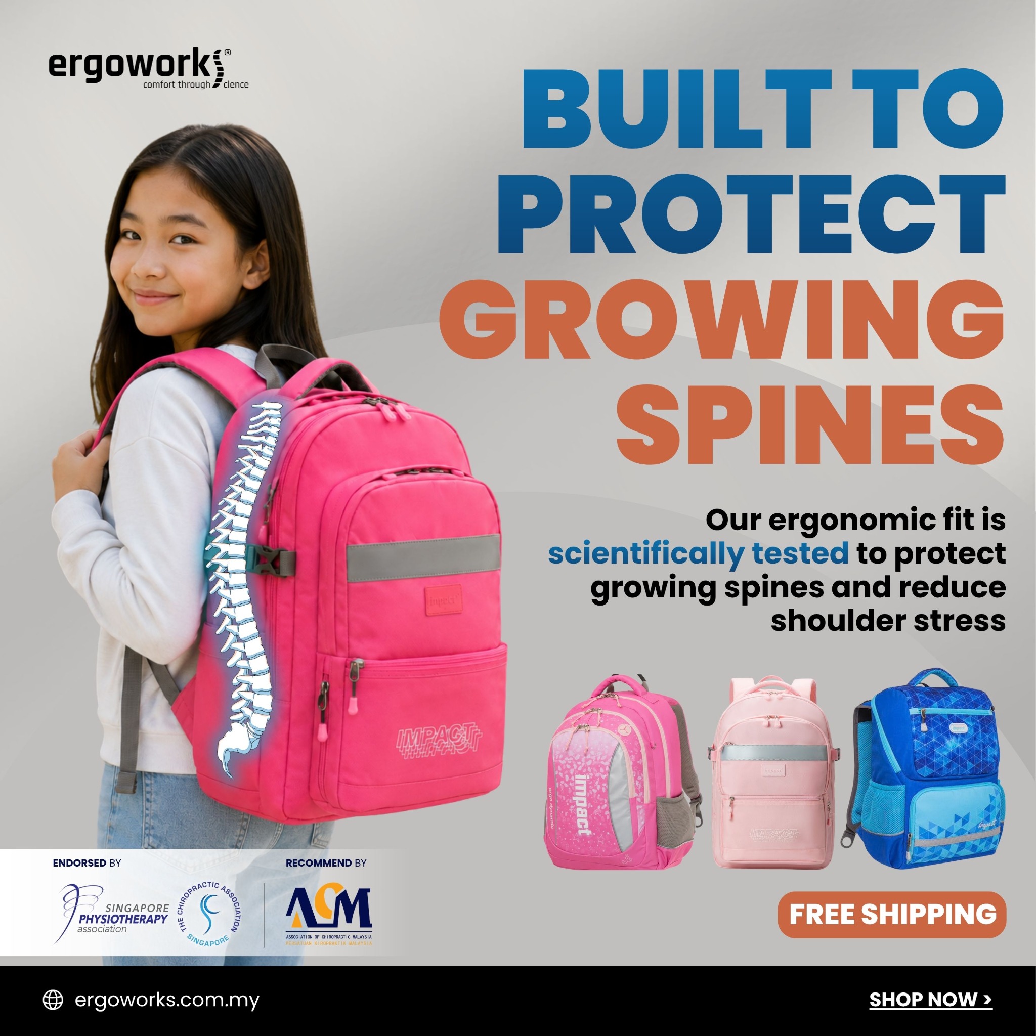 Ergoworks MY Facebook ad: Built for Comfort, Made for Kids