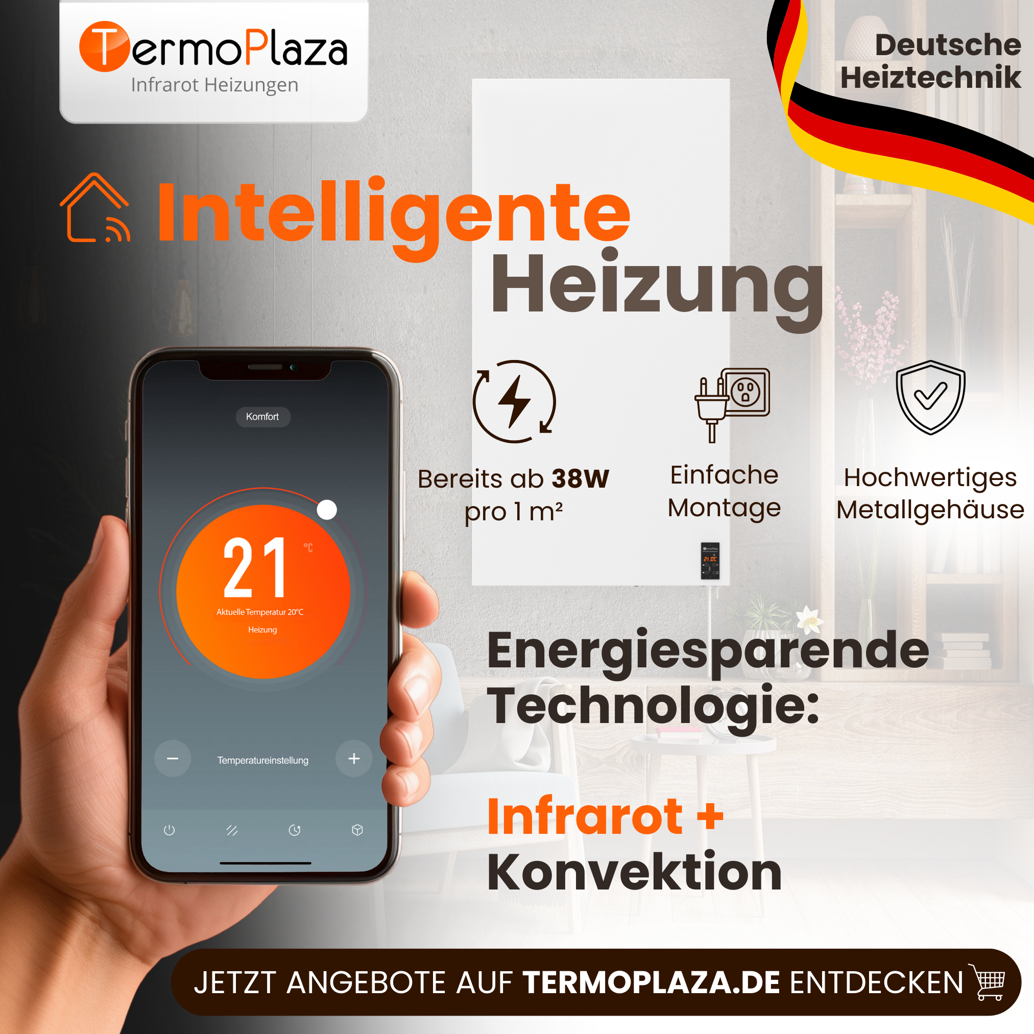 TermoPlaza Infrarot Heizungen Facebook ad: Energiesparende Elektroheizung