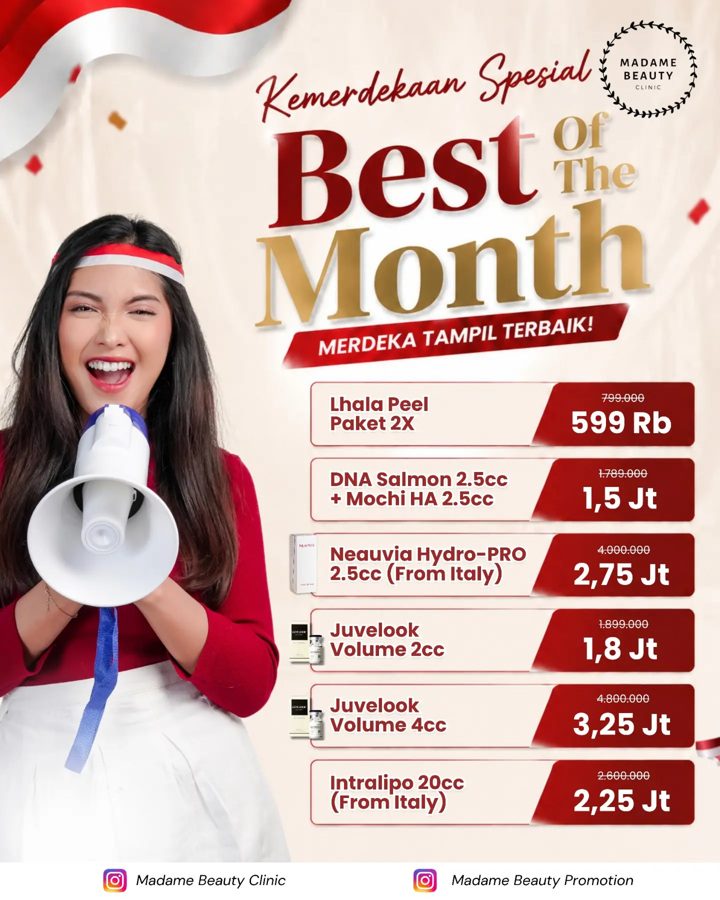 Madame Beauty Clinic Facebook ad: AUGUST BEAUTY SALE IS HERE!