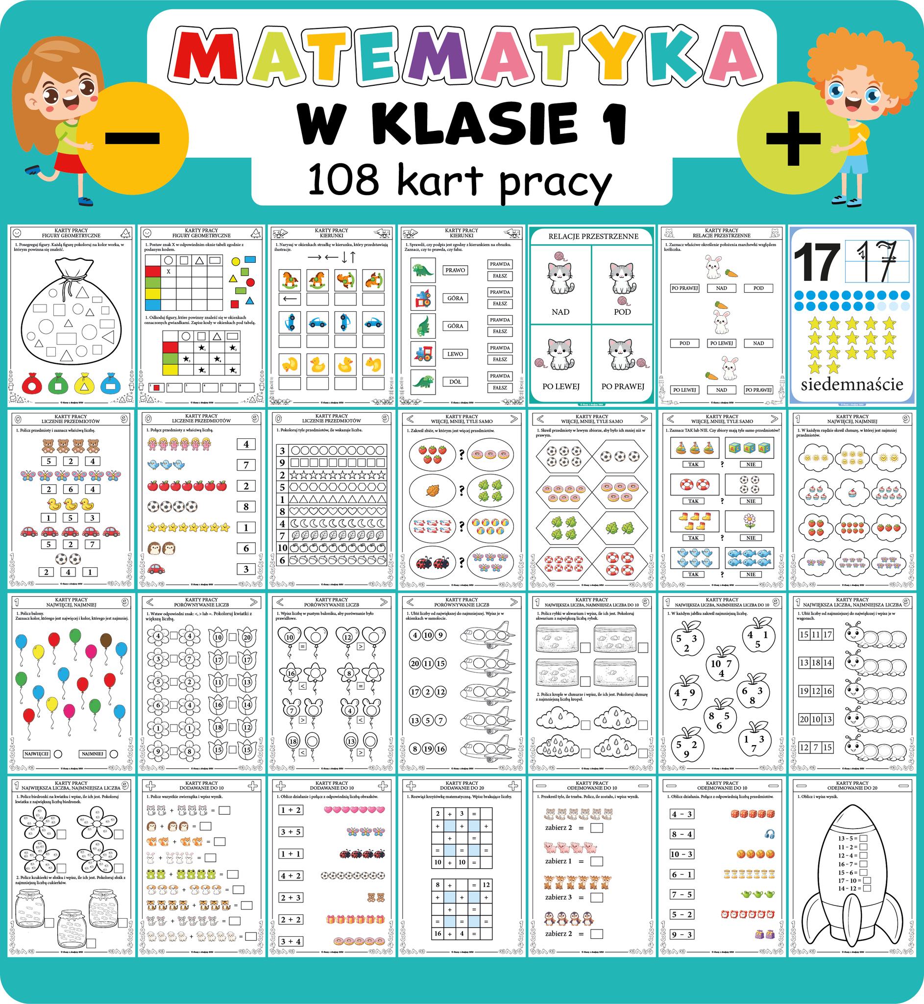 Czary z drukary Facebook ad: Nowość! Matematyka w klasie 1 - Karty pracy
