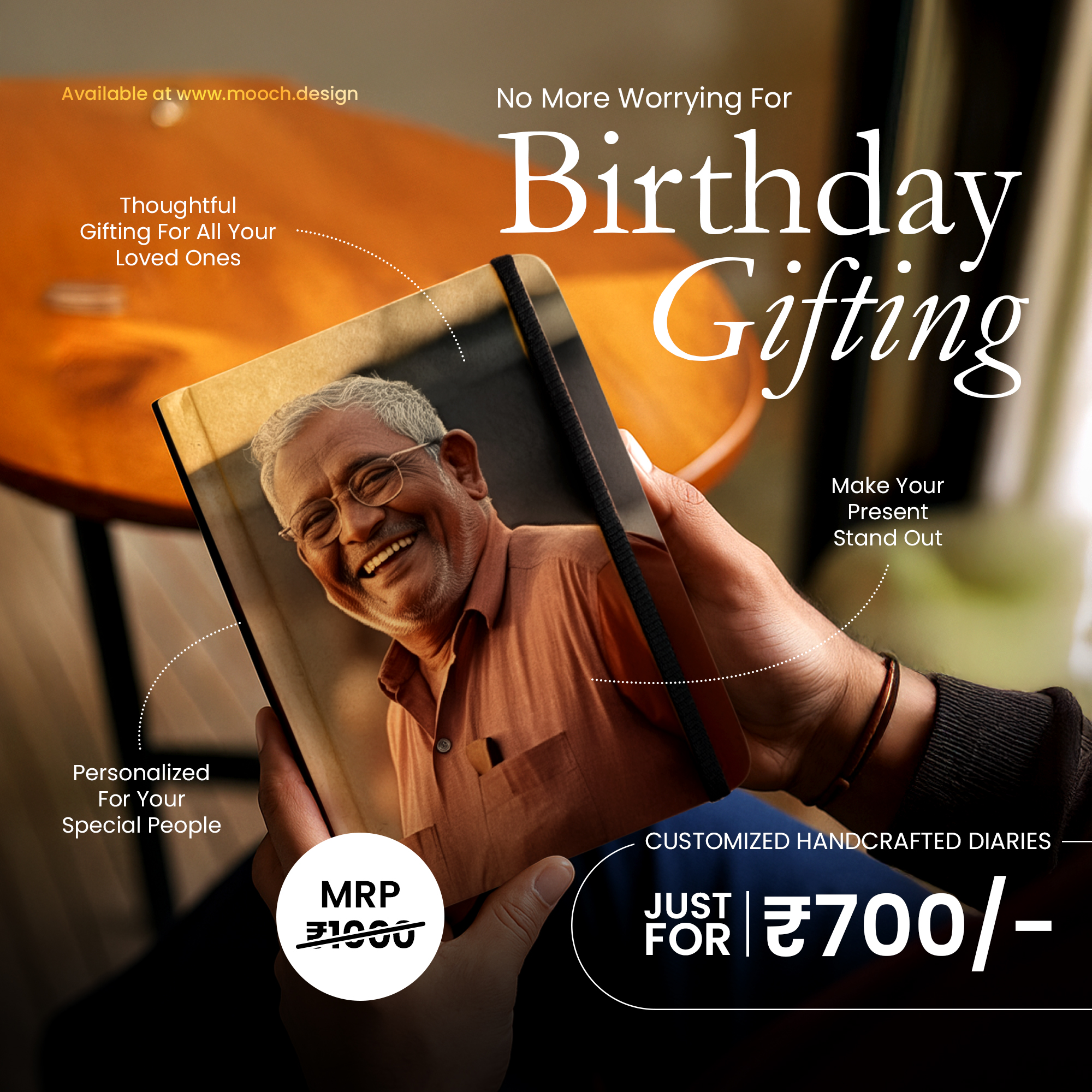 My.mooch Facebook ad: Custom Diaries Online India for Gifting & Office Use