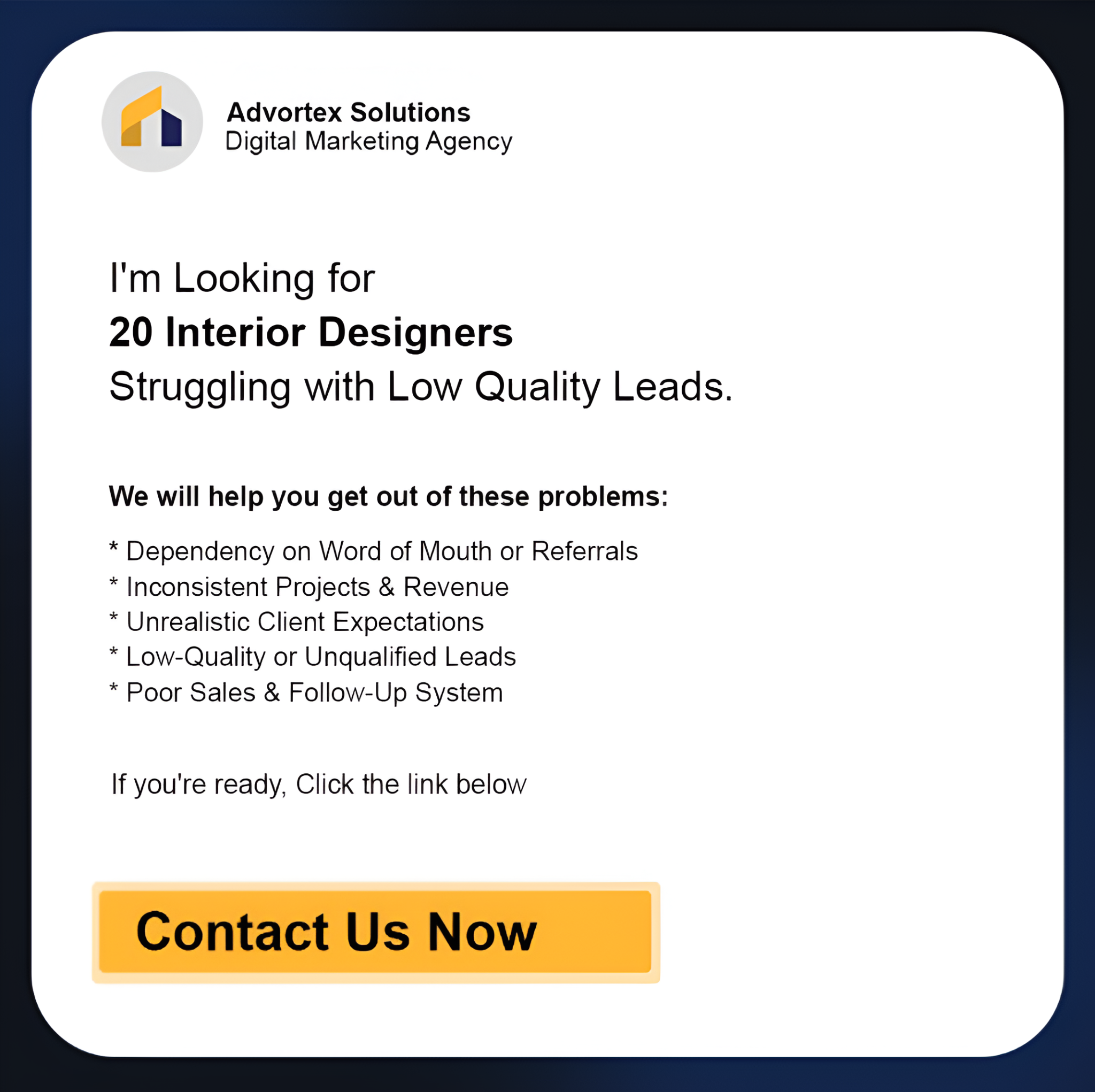 Advortex Solutions Facebook ad: Struggling with Fake Leads?