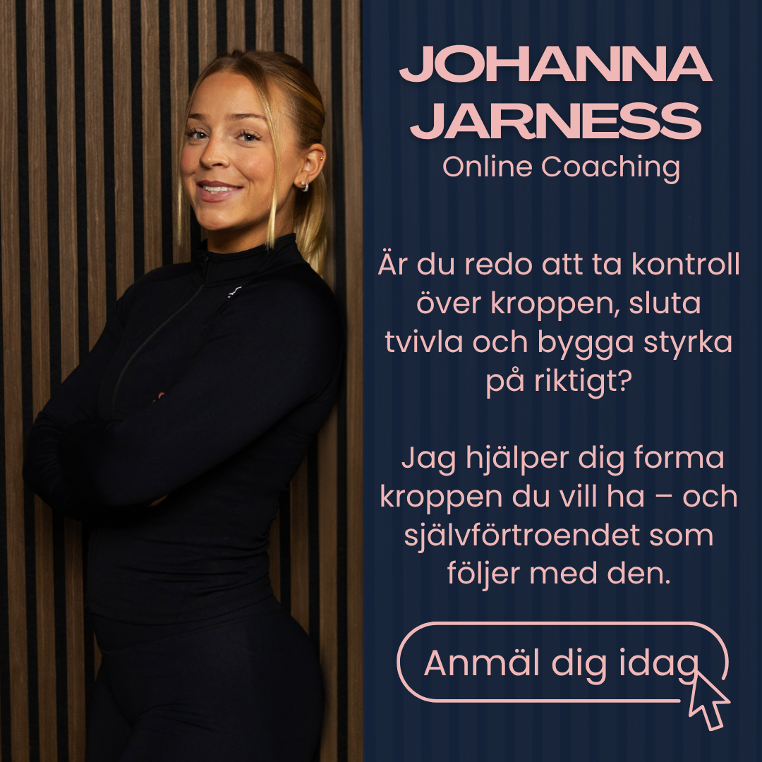 Johanna Jarness Online Coach Facebook ad: Redo att bygga din drömkropp?