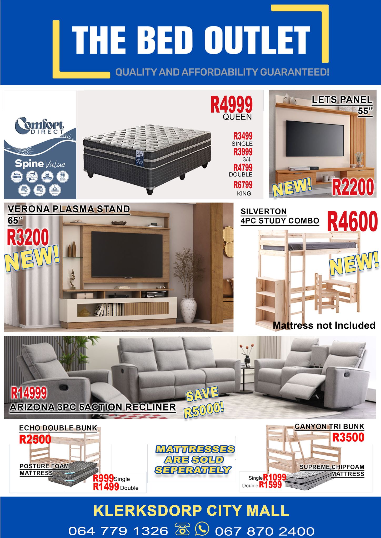 The Bed Outlet - Klerksdorp City Mall Facebook ad: Find us inside Klerksdorp City Mall on the…