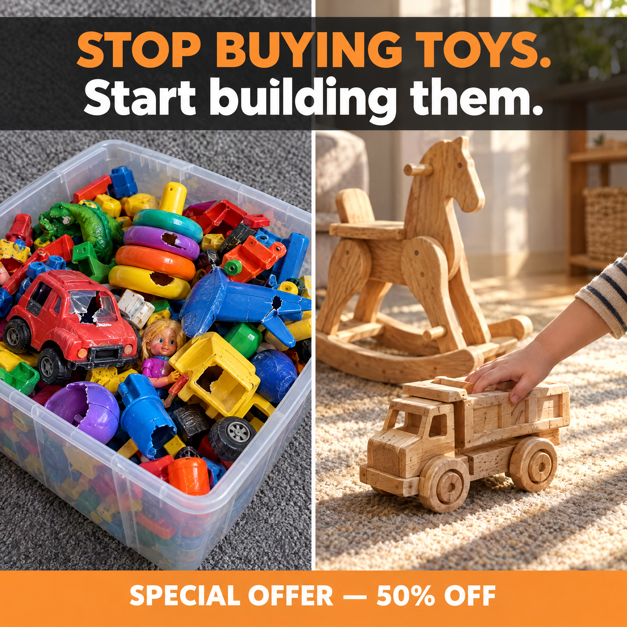 Master Crafts DIY Facebook ad: Build a Toy They'll Never Forget