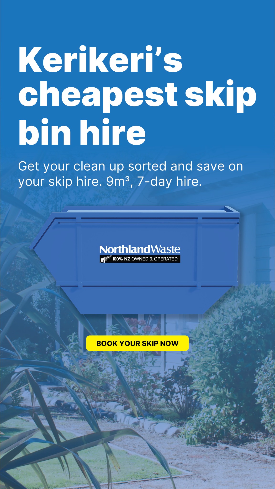 Northland Waste Kerikeri Facebook ad from Jul 15, 2025
