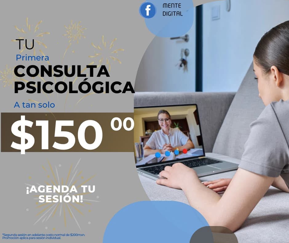 Mente Digital Facebook ad: Mente Digital te acompaña en tu bienestar emocional.