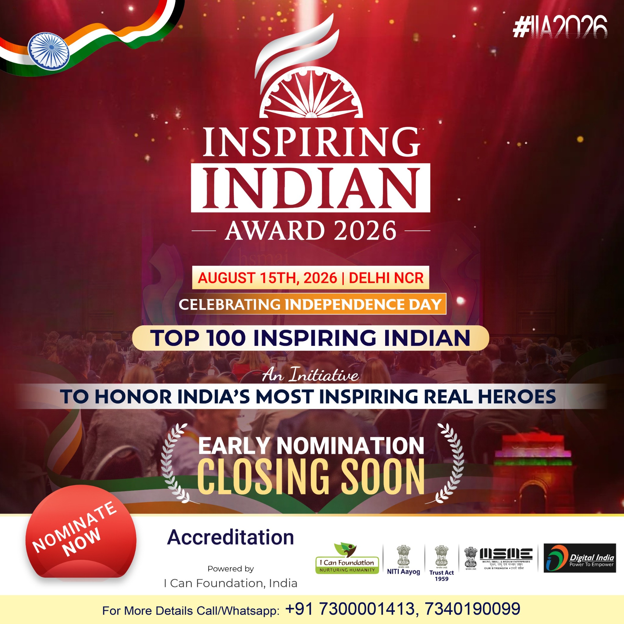 Humanitarian Excellence Awards Facebook ad: Inspiring Indian Award 2026 - Top 100 Inspiring Leaders…