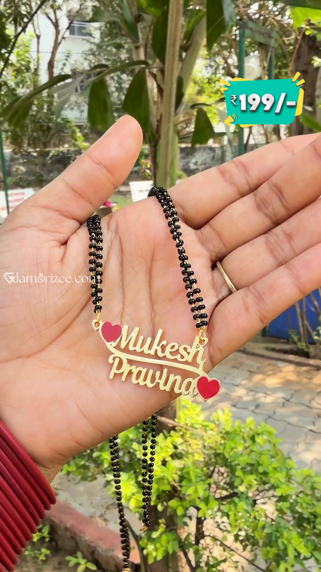 Glamorizee Facebook ad: Personalized 2-Name Necklace, ₹199 Only