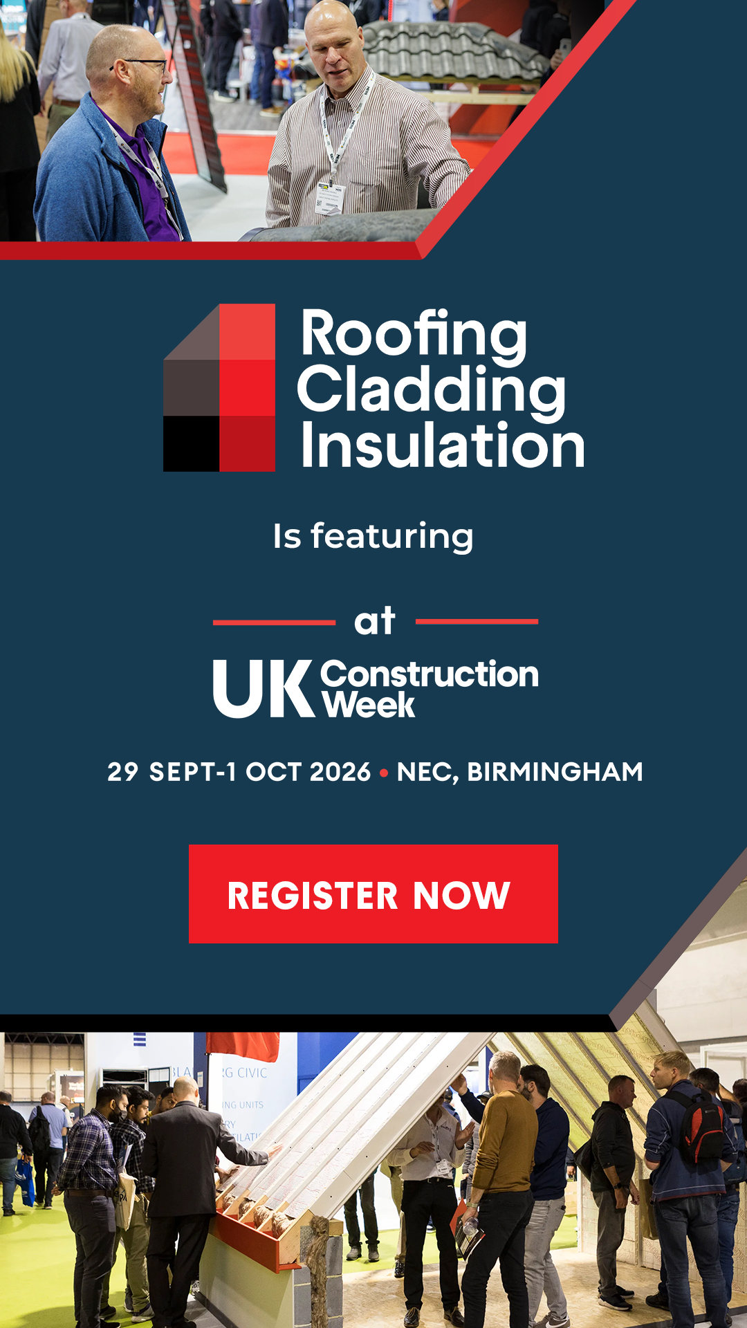 UK Construction Week Facebook ad: Roofing, Cladding & Insulation