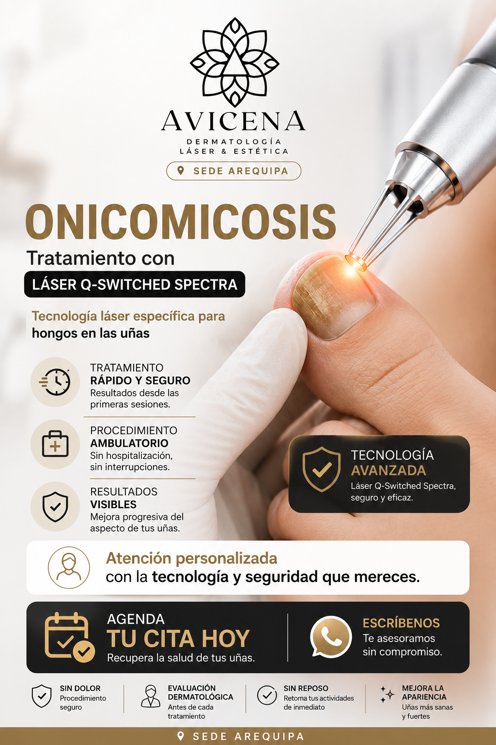 Avicena Clínica Estética - Sede Arequipa Facebook ad: Adiós hongos en las uñas