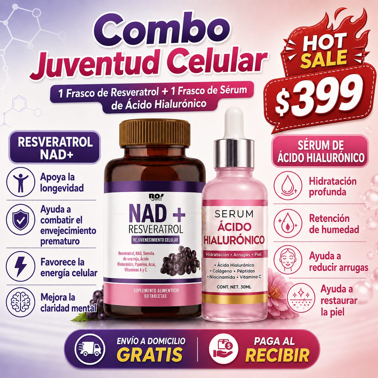 NAD+Resveratrol MTY Facebook ad: Envío a Domicilio