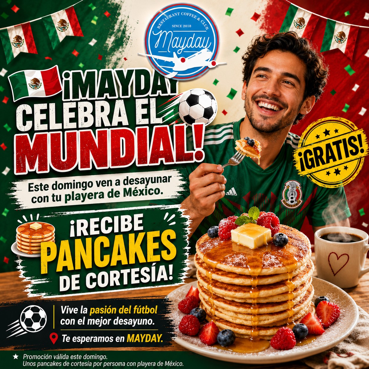 Mayday Restaurant Coffee Club Facebook ad: Te esperamos!