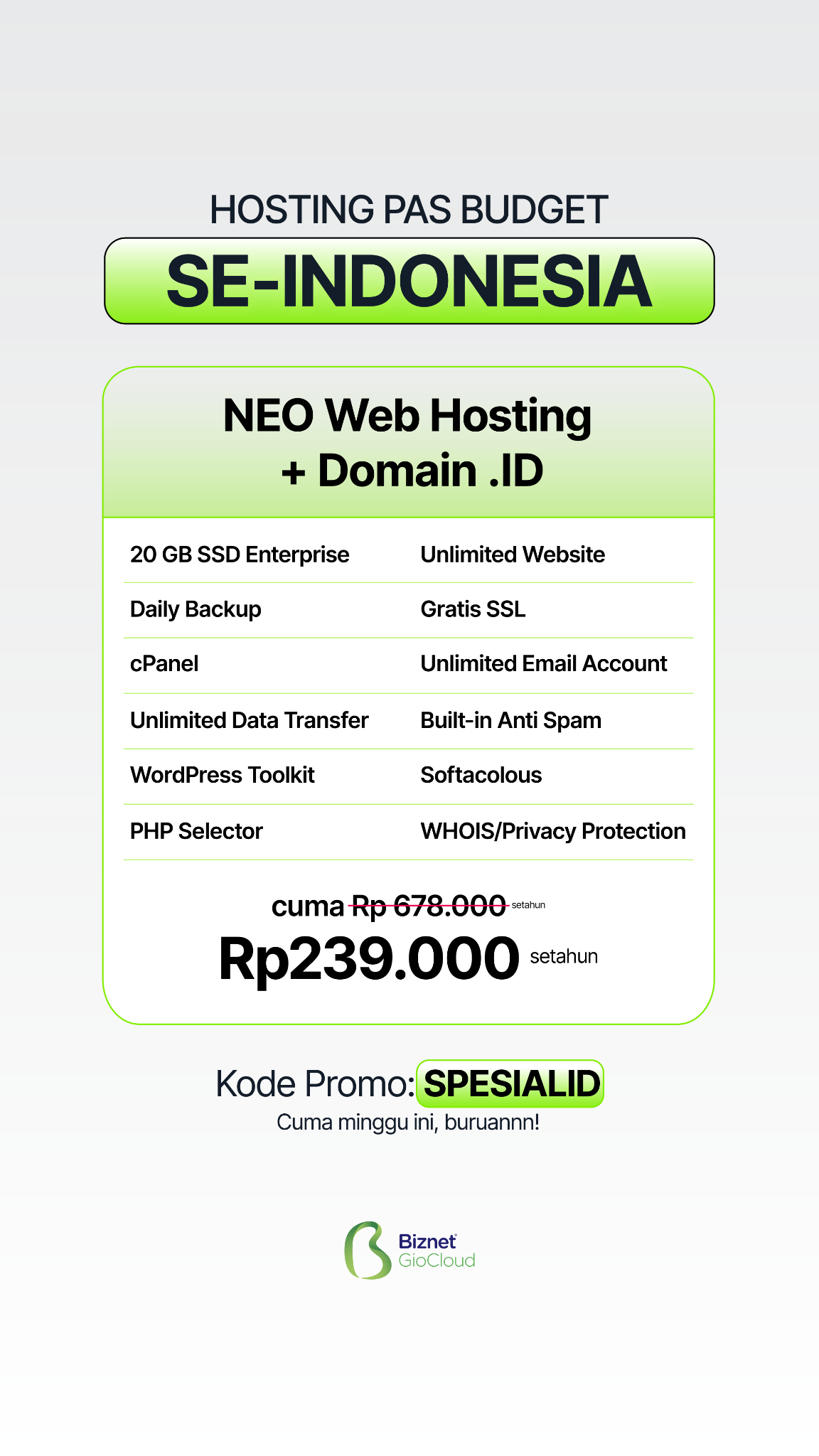 Biznet Gio Cloud Facebook ad