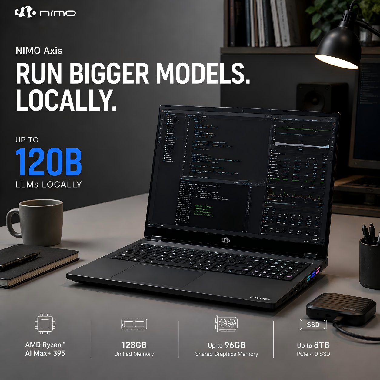 NIMO PC Facebook ad: Run Up to 120B LLMs Locally