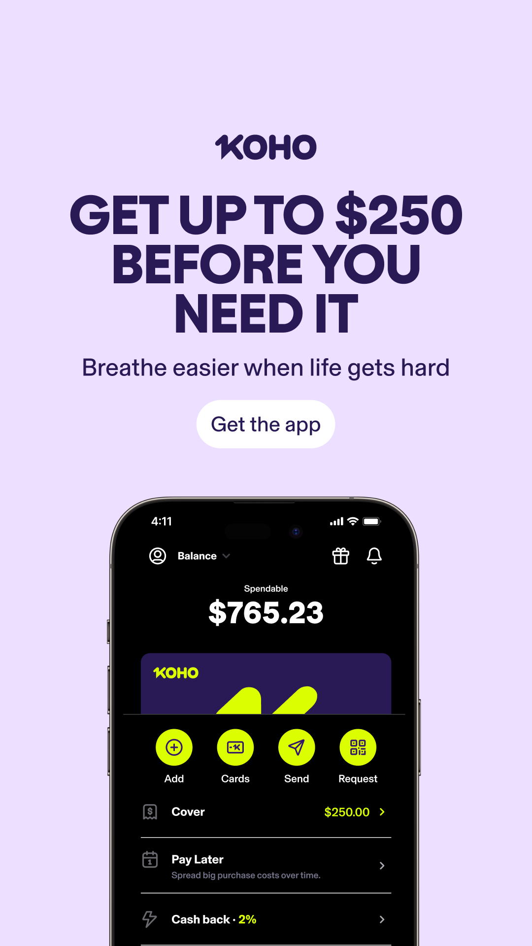 KOHO Facebook ad