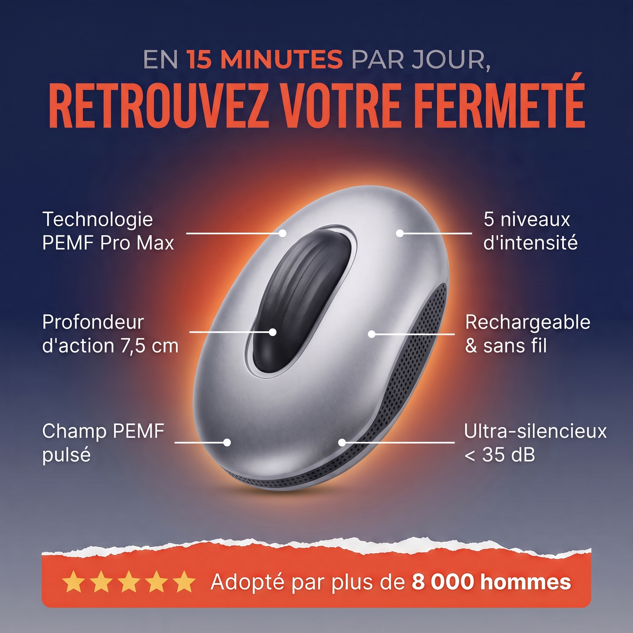 PlancherPelvien Hommes Facebook ad: En 15 minutes par jour, retrouvez votre fermeté