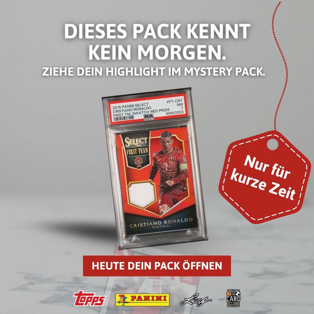 The Card Club Facebook ad: Messi oder Ronaldo in JEDEM Pack