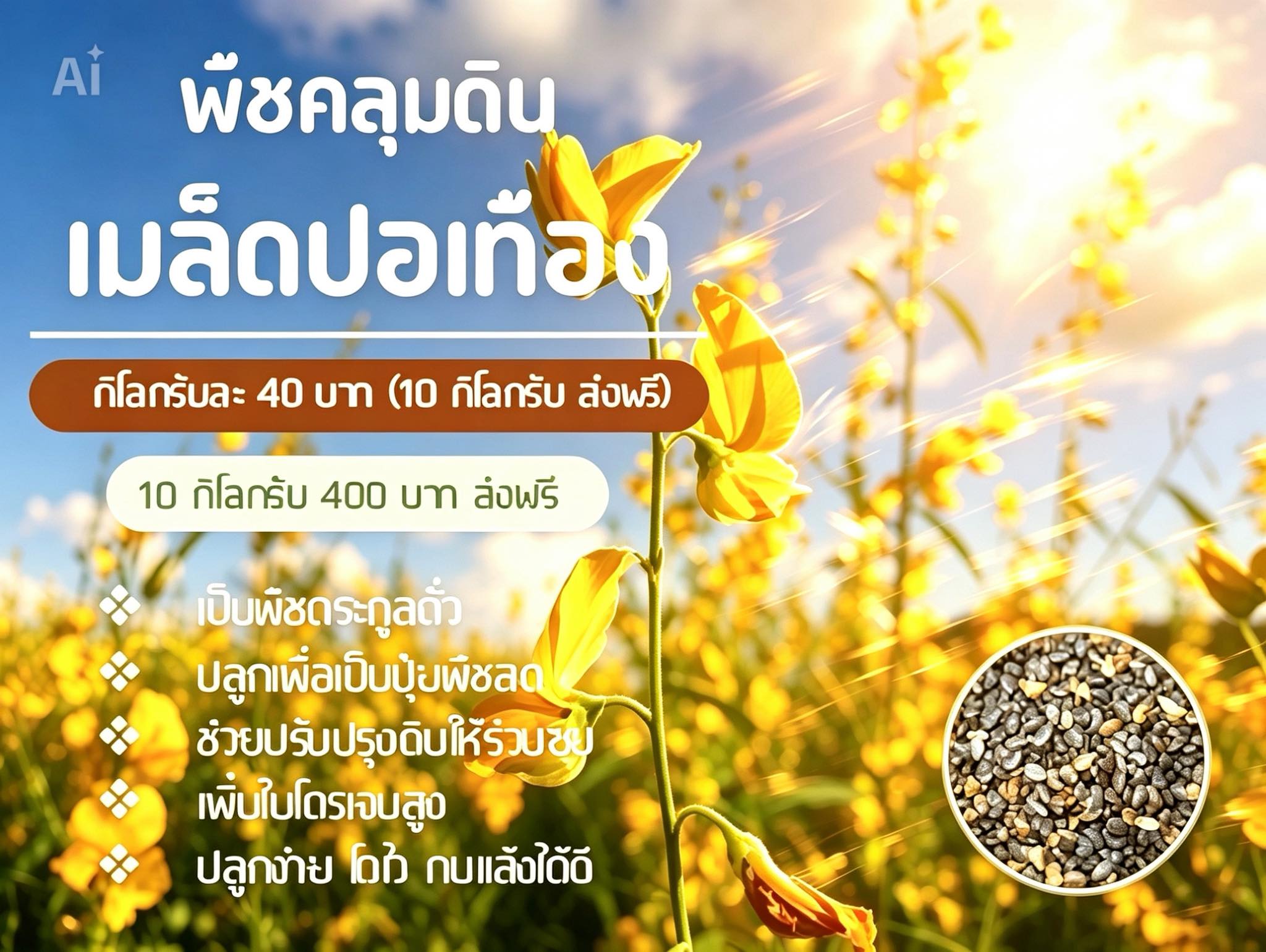 วรรณิพาฟาร์ม ศูนย์จำหน่ายเมล็ดพันธุ์หญ้าเลี้ยงสัตว์ ปลีก-ส่ง Facebook ad: เปลี่ยนดินเสีย ให้เป็นดินดีแบบยั่งยืน ด้วยปุ๋ยพืชสด