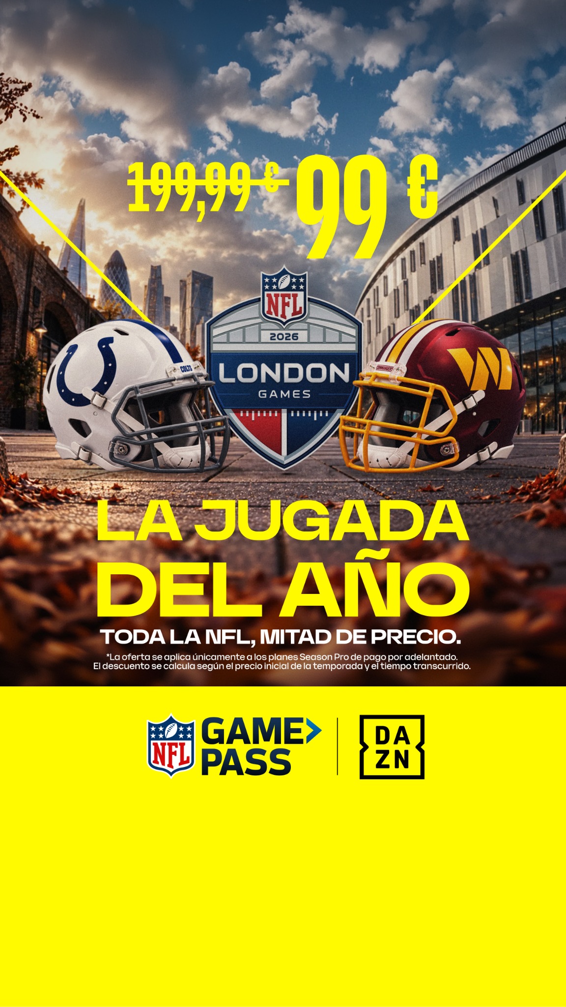 NFL on DAZN Facebook ad: NFL Game Pass en DAZN