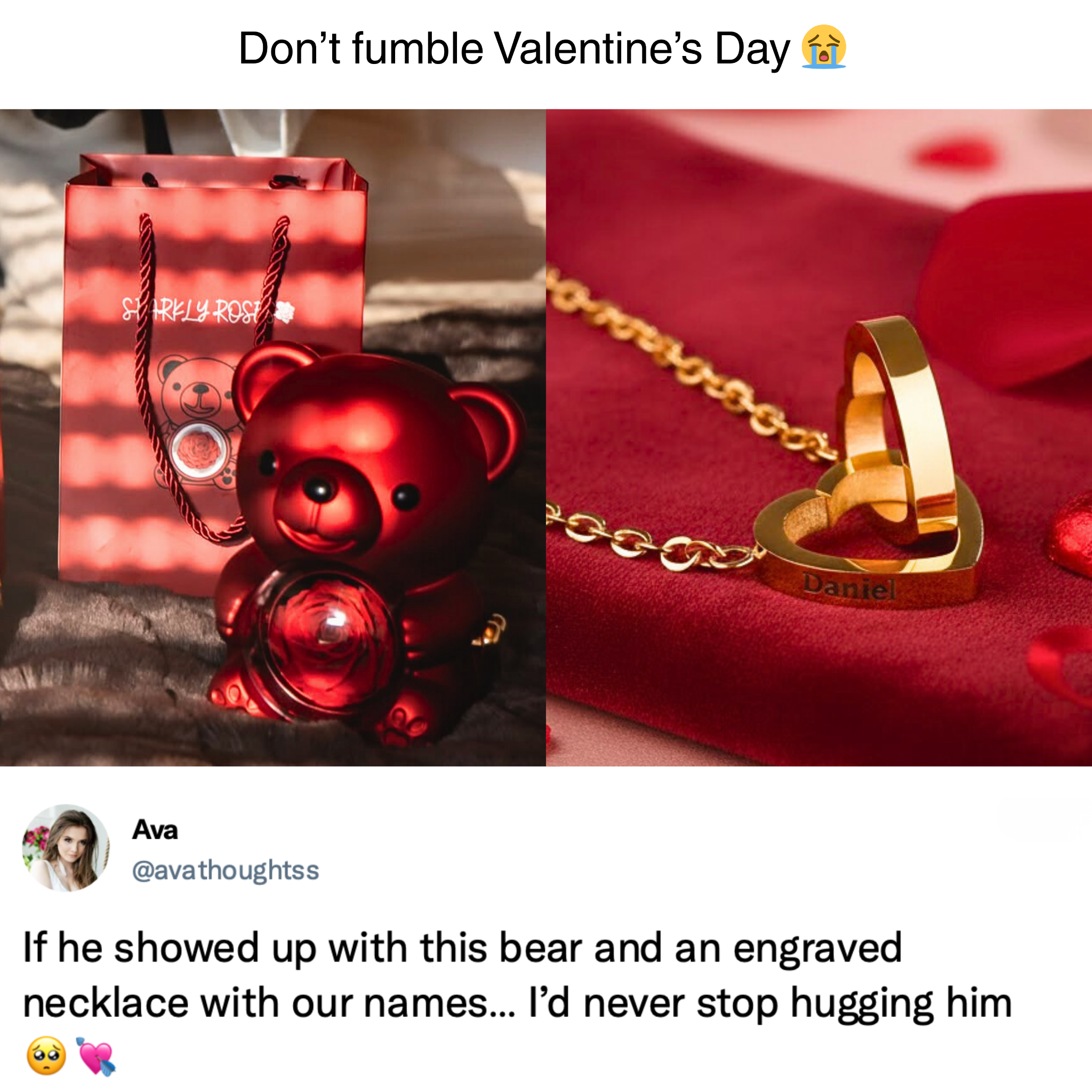 Sparkly Roses Facebook ad: Don’t Fumble Valentine’s Day